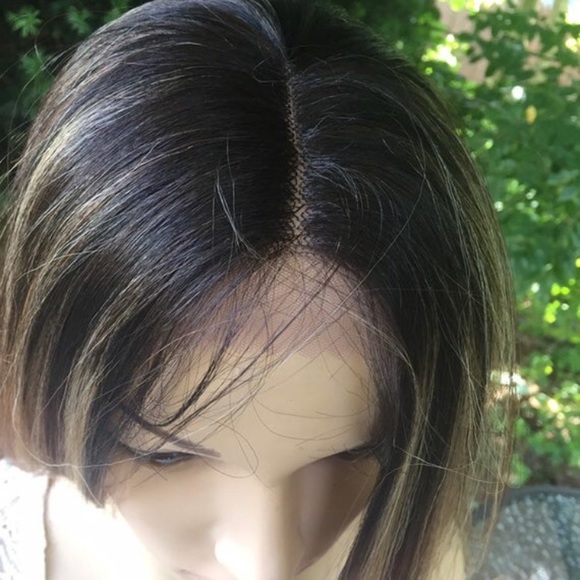 Human hair blend blonde & brown mix lace front wig main image 6